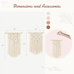Set of 2 Boho Macrame <b>Wall</b> Hanging Cotton Rope with Wooden Stick Tassel <b>Wall</b> Tapestry for Bedroom Living Room <b>Nursery</b> 12x30 inch - Product Image 5
