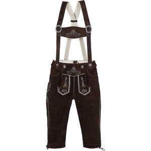 Sophisticated Womens Lederhosen Premium Suede Leather Shorts with Detailed Embroidery and Vintage Style Metal Buttons - Product Image 4
