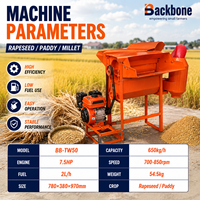 Batteuse à riz à essence Backbone 7,5 CV, capacité 650 kg/h, haute efficacité, pour colza et millet