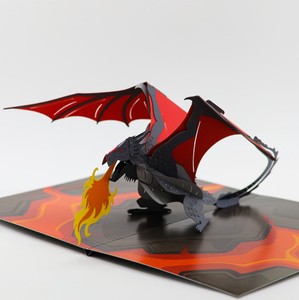 Carte pop-up 3D Dragon Rouge Volant, Cartes 3D Thème Dragon Animal, Cartes de Vœux 3D Dragon Fureur, Carte de Vœux Faite à la Main 3D - Product Image 2