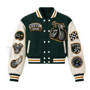Top Quality Women Cropped Varsity <b>Jackets</b> for Street Wear Custom Embroidered Logo Baseball Cropped Varsity <b>Jackets</b> - Product Image 1