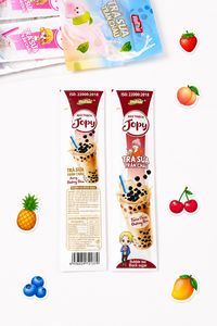 JOPY OEM ODM 300g Caramelos de gelatina de té con leche con burbujas, masticables y crujientes, sabor a té con leche de burbujas, snack de moda, venta al por mayor, buscando distribuidores - Product Image 3