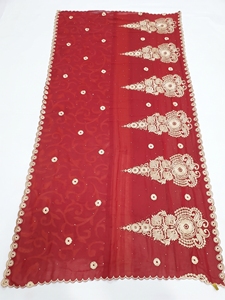 Écharpe en mousseline brodée en gros avec motif floral médaillon doré et bordure en spirale, pour femme, idéale pour les soirées, 12 couleurs, OEM ODM personnalisé - Product Image 3