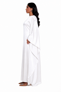 Elegant Full Length Satin Gown Style <b>Abaya</b> with Relaxed Fit and Flowy Sleeve Design Soft Modest Outfit for <b>Women</b> - Product Image 4