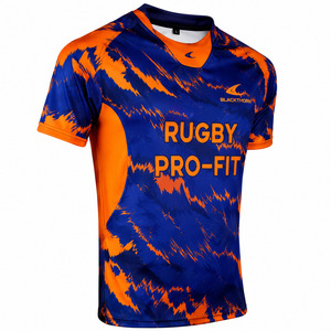Camiseta de Rugby Sublimada de Manga Corta para Hombre, Cuello en V, Ajustada, con Protección UV, Poliéster y Spandex - Product Image 6