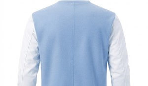Custom Logo Embroidered Varsity <b>Jacket</b> <b>Men</b> Light Blue White Sleeve Preppy Style Baseball Coat Autumn Casual Wear - Product Image 6