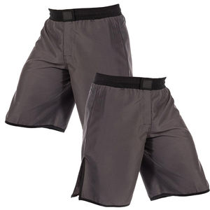 Shorts décontractés pour hommes en toile grise écologique coupe-vent à séchage rapide avec taille élastique et poches en polyester tricoté - Product Image 4