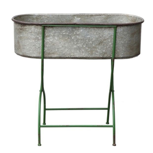 Maceta Ovalada de Metal Galvanizado Hecha a Mano, Decoración Rústica Vintage, Pequeños Recipientes Decorativos para Vino con Asas - Product Image 6