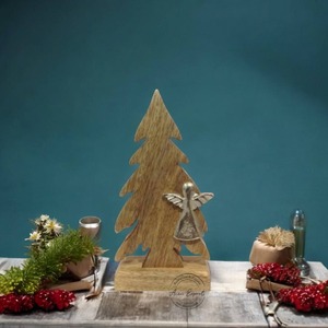 Excellent Quality Wooden Tabletop <b>Christmas</b> <b>Tree</b> with Stable Base for Holiday Home Decor and Festive Centerpiece For Sale - Product Image 6