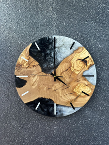 Horloge murale en bois naturel avec résine époxy bleue, pour la décoration de la maison ou du bureau, en provenance d'Inde - Product Image 3