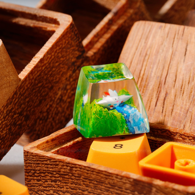 Keycaps Mystical Forest Artisan, Custom Artisan Keycaps, Keycaps Anime Cute, Green Keycaps, Keycaps Set, Wooden Keycaps