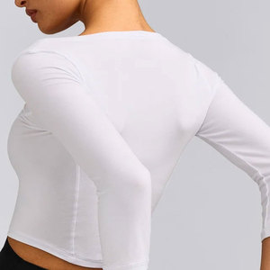 Camisetas de Gimnasio y Yoga de Manga 3/4 de Longitud Corta, Diseño con Cuello Profundo, Ropa Deportiva Ecológica sin Costuras, Venta al por Mayor - Product Image 4
