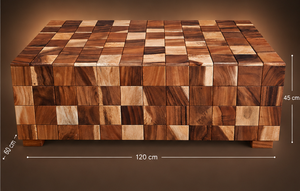 Acacia Flat Type Box Coffee <b>Table</b> Natural Wood <b>Cube</b> Design Living Room Furniture - Product Image 4