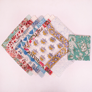 Floral Block Print Cotton <b>Bandana</b>, Handblock Printed Scarf, Lightweight Neck Tie, Eco-Friendly Summer Accessory - Product Image 4
