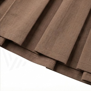 Falda Plisada de Cintura Alta para Mujer, Corte en A, Largo hasta la Rodilla, Color Sólido, Elegante, Tejido de Poliéster y Algodón, para Todas las Temporadas - Product Image 6