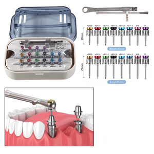 Kit prothétique universel pour implants dentaires avec tournevis dynamométrique, tournevis manuel pour implants dentaires, ensemble complet - Product Image 1