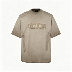 T-shirt Homme Oversize Brodé Personnalisé Style Urbain Manches Courtes 100% Coton Jersey Col Rond Logo Avant - Product Image 3