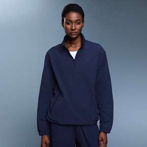 Ensemble de survêtement athlétique deux pièces pour femme, col en V, entièrement extensible, 100 % coton, respirant, en molleton écologique réversible - Product Image 2