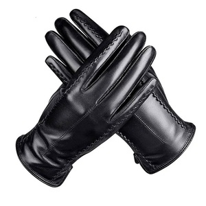 Gants en cuir véritable noir de qualité supérieure pour femmes, pour l'hiver, le cyclisme en plein air, thermiques, compatibles avec les écrans tactiles, de haute qualité, durables et confortables - Product Image 1
