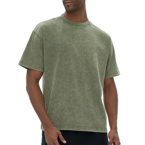 เสื้อยืดวินเทจผู้ชายแบบซักแล้วขายส่ง เสื้อยืดผ้าฝ้ายแบบย้อมสีเอซิด  เสื้อยืดวินเทจขนาดใหญ่พิเศษแบบสั่งทำได้ - Product Image 5