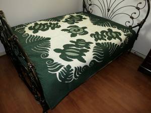 Ensemble de courtepointes hawaïennes brodées à la main, motif tortue vert et blanc, design élégant, pour la décoration de la maison et des hôtels - Product Image 3