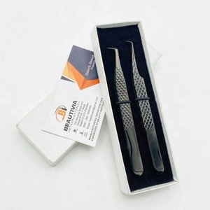 แหนบต่อขนตาสแตนเลสด้ามเพชรสีดำแบบมืออาชีพ90องศาปรับแต่งโลโก้ได้อย่างยั่งยืนปลายแหลม - Product Image 4