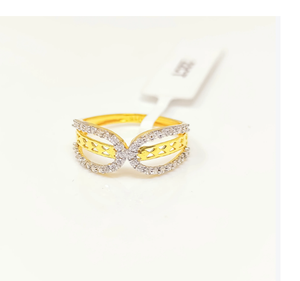 Solid 22K Gold Butterfly Infinity <b>Ring</b> for Women Luxury 916 Hallmarked Yellow Gold <b>CZ</b> Studded Filigree Statement Band - Product Image 1