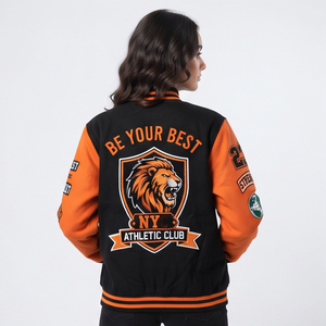 Wholesale Custom Embroidery Wool Knitted Breathable <b>Varsity</b> <b>Jackets</b> <b>for</b> <b>Women</b> Students Crewneck Button Baseball - Product Image 2