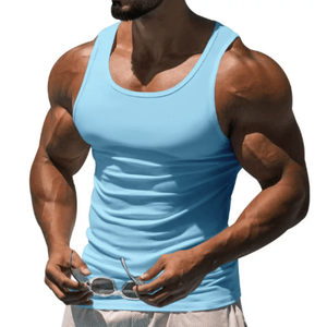 Summer Fitness Training Gym <b>Workout</b> <b>Tank</b> <b>Top</b> Men's Solid Color Thin I-shaped 100% Cotton Quick Dry Casual Sports - Product Image 3