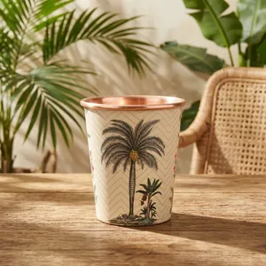 Petit gobelet en cuivre Palms, verre à eau en cuivre pur, réutilisable, durable, pour boire, servir, vaisselle, essentiel pour la salle à manger - Product Image 6