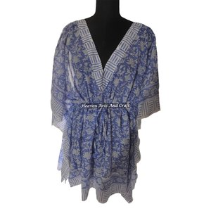 Manufacturer OEM ODM Cotton Printed Elegant Short Kaftan Dress Factory 100% Organic Wear Designer Block Printed Kaftan Handmade - Product Image 2