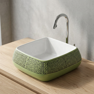 Luxury Royal Style Magenta Pink Ceramic Countertop Wash Basin With Golden Design For Villa And Hospital - Product Image 6