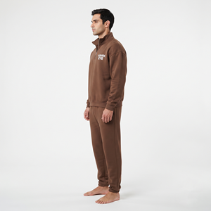 Conjunto de Sudadera con Capucha y Media Cremallera Oversize de Algodón Tejido para Hombre al por Mayor y Pantalón Jogger - Product Image 6