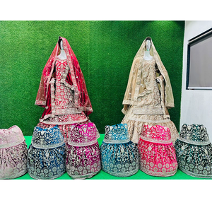 Majestic Bridal Farsi Sharara, 10 Diseños Exquisitos, Dupattas de Terciopelo Lujosas con Vuelo Completo, Lehenga Choli Indio para Bodas - Product Image 3