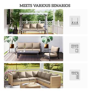 Set di 4 Cuscini Beige per Sedie da Patio con Seduta e Schienale, Resistenti allo Sbiadimento, Cuscini e Imbottiture di Ricambio per Esterni - Product Image 6
