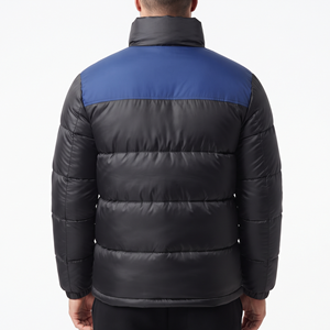 Men Two Tone Polyester Puffer Jacket Stand Collar Quilted Full Zip Warm Padded <b>Coat</b> With Zip Pockets Wholesale Manufacturer - Product Image 6