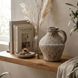 Antique <b>Ceramic</b> Terracotta <b>Vase</b> Cream Rustic Color Tabletop <b>Vase</b> Decorative for Home Decor Hotel and Resort - Product Image 5