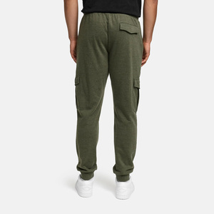 Men's Olive Green Cargo Sweatpants Elastic Waist Drawstring Casual Joggers Multiple Pockets Midweight Cotton Autumn Wear - Product Image 3