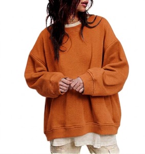 Sudadera de punto de lana extragrande informal para mujer, con hombros caídos, diseño frontal personalizado con apliques, venta al por mayor - Product Image 4