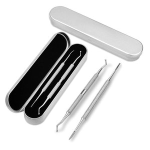 Professional Reusable Stainless Steel Double Ended <b>Nail</b> Lifter & <b>File</b> Set with Angled Straight Tips for Manicure & Pedicure Care - Product Image 1