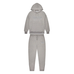 Ensemble de survêtement unisexe gris à capuche, pantalon de jogging uni long avec poches latérales, vêtements d'automne 100% coton - Product Image 2