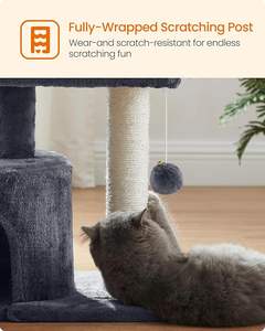 Árbol para Gatos, Torre Pequeña para Gatos con Poste Rascador de Sisal, Cama Acolchada, para Espacios Pequeños, Gatitos, Color Gris Ahumado - Product Image 4