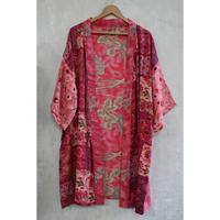 Robe kimono vintage grande taille en soie respirante avec patchwork floral, longueur cheville, col en V, style bohème, faite à la main pour adultes, collection automne