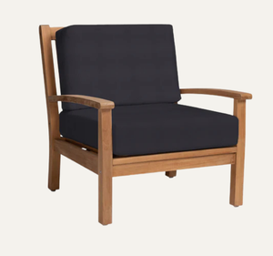 Fauteuil de jardin en teck avec coussin épais résistant aux intempéries, chaise longue de patio moderne et minimaliste - Product Image 1