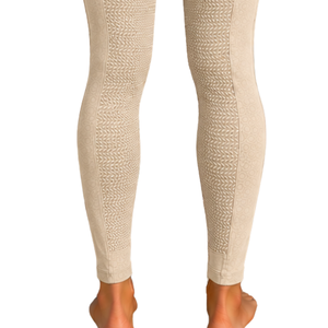 Leggings d'équitation pour femmes, couleur beige, taille haute, extensibles, pantalons d'équitation texturés avec détail de poche avant - Product Image 6