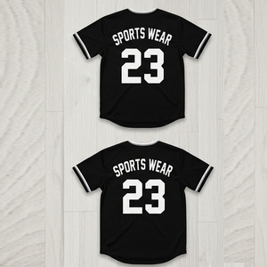 Camiseta de béisbol con cuello en V para hombre, camiseta negra de malla con botones y manga corta, camisetas de béisbol con número 23, ropa deportiva, camisetas de béisbol - Product Image 2
