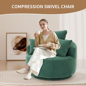 LY 031 GN Poltrona Girevole Singola a Compressione in Spugna e Filato di Crochet per Soggiorno - Product Image 2