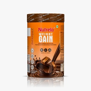 Patanjali Nutrela Polvo para Aumentar de Peso Sabor Chocolate Fórmula Herbal Suplemento Nutricional Alto en Proteínas 500 g - Product Image 1