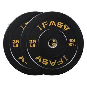 แผ่นน้ำหนักเหล็กหุ้มยางขนาด 2 นิ้ว สำหรับบาร์เบลล์ น้ำหนัก 35 ปอนด์ สำหรับโอลิมปิก ชุดคู่ - Product Image 3