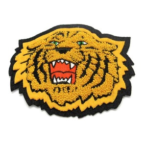 Parche de tigre bordado en chenilla termoadhesivo, forma irregular, aplique de tela de fieltro no tejido para decoración de ropa. - Product Image 1